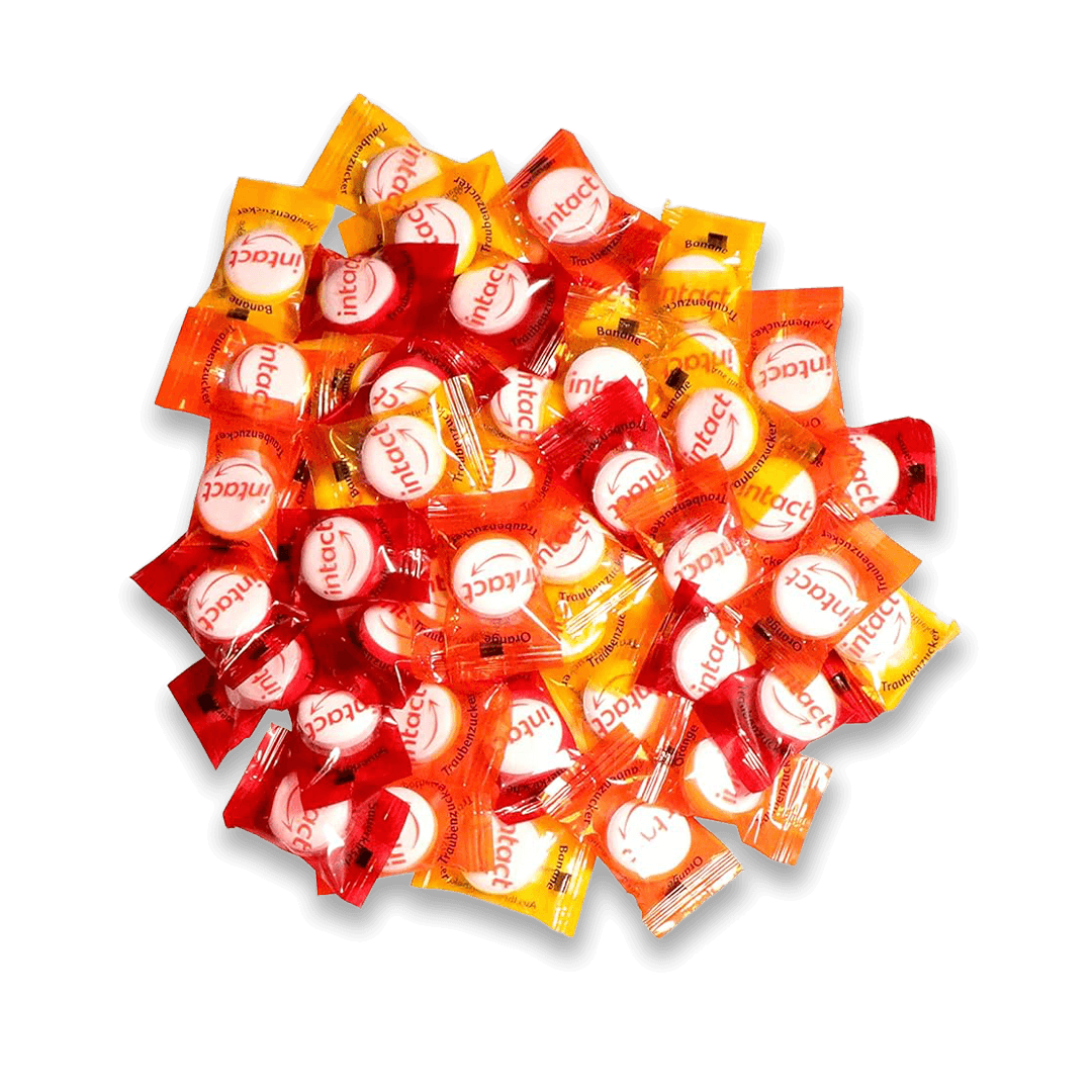 Dextroză Intact Mix Fructe 500 g – tablete de glucoză pentru corectarea rapidă a hipoglicemiei