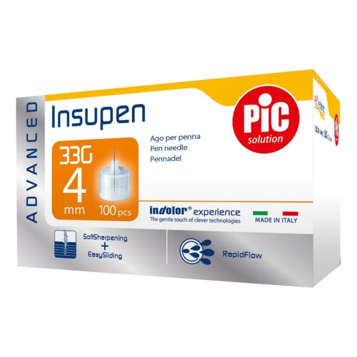 Ace pen insulină PiC Insupen Advanced 4 mm 33G – cutie 100 bucăți